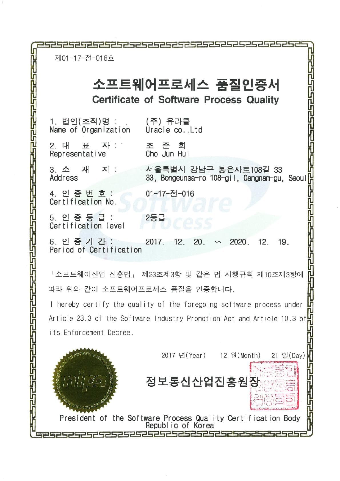 Software Process Quality Certificate